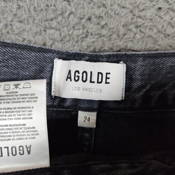 AGOLDE 90's Mid Rise Straight Los Angeles Black Grey Wash Jeans‎ Size 24 - Picture 7 of 11